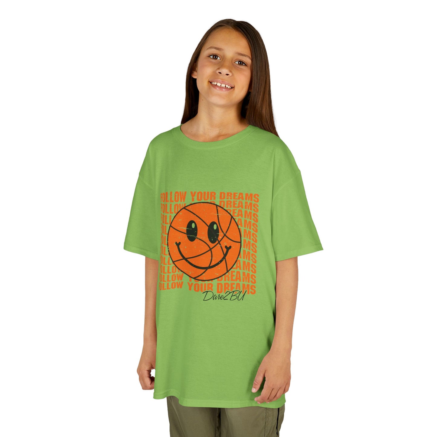 Kids Tee — 'Follow Your Dreams' Smiley Basketball Graphic