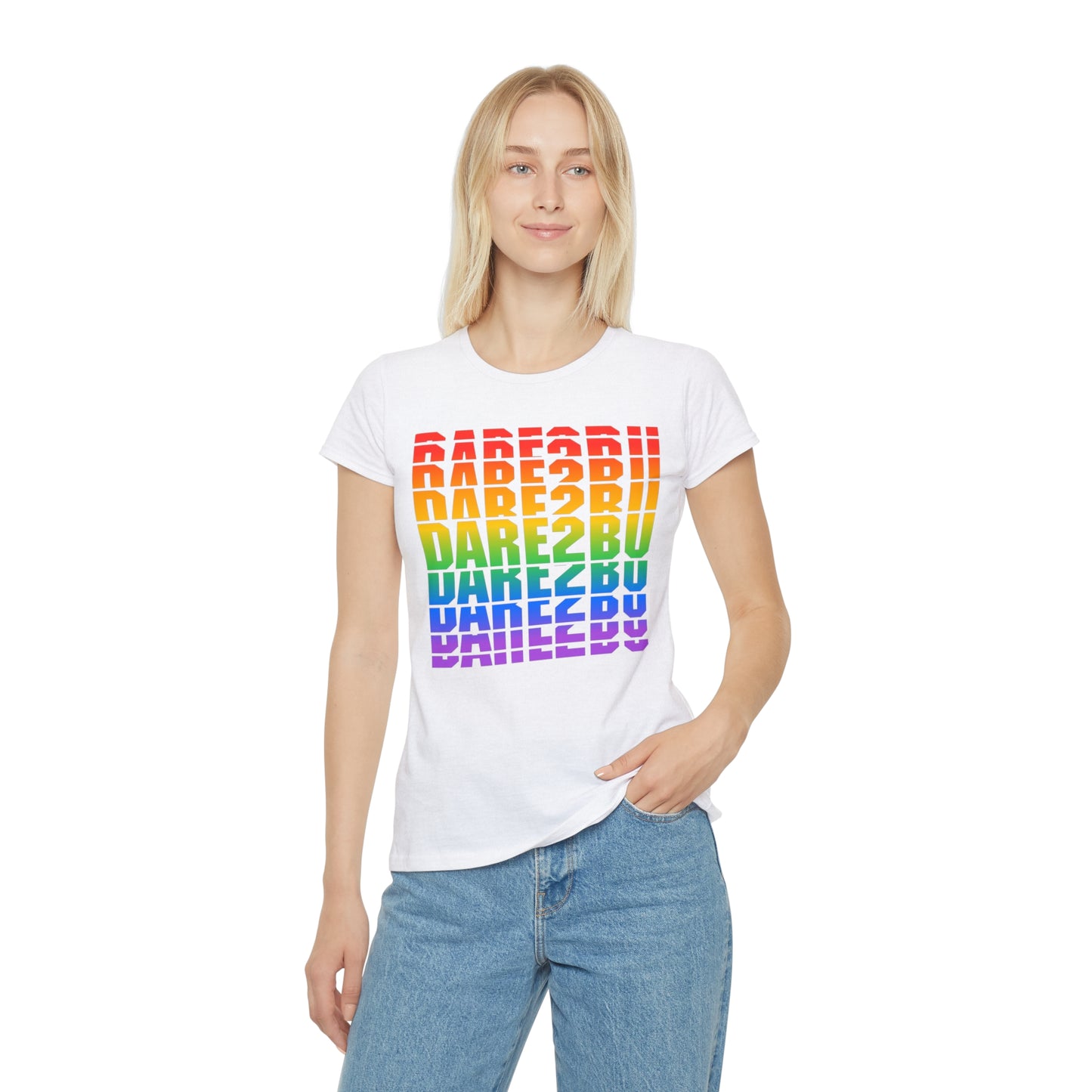 Rainbow 'DARE2BU' Women's T-Shirt — Pride Motivational Graphic Tee