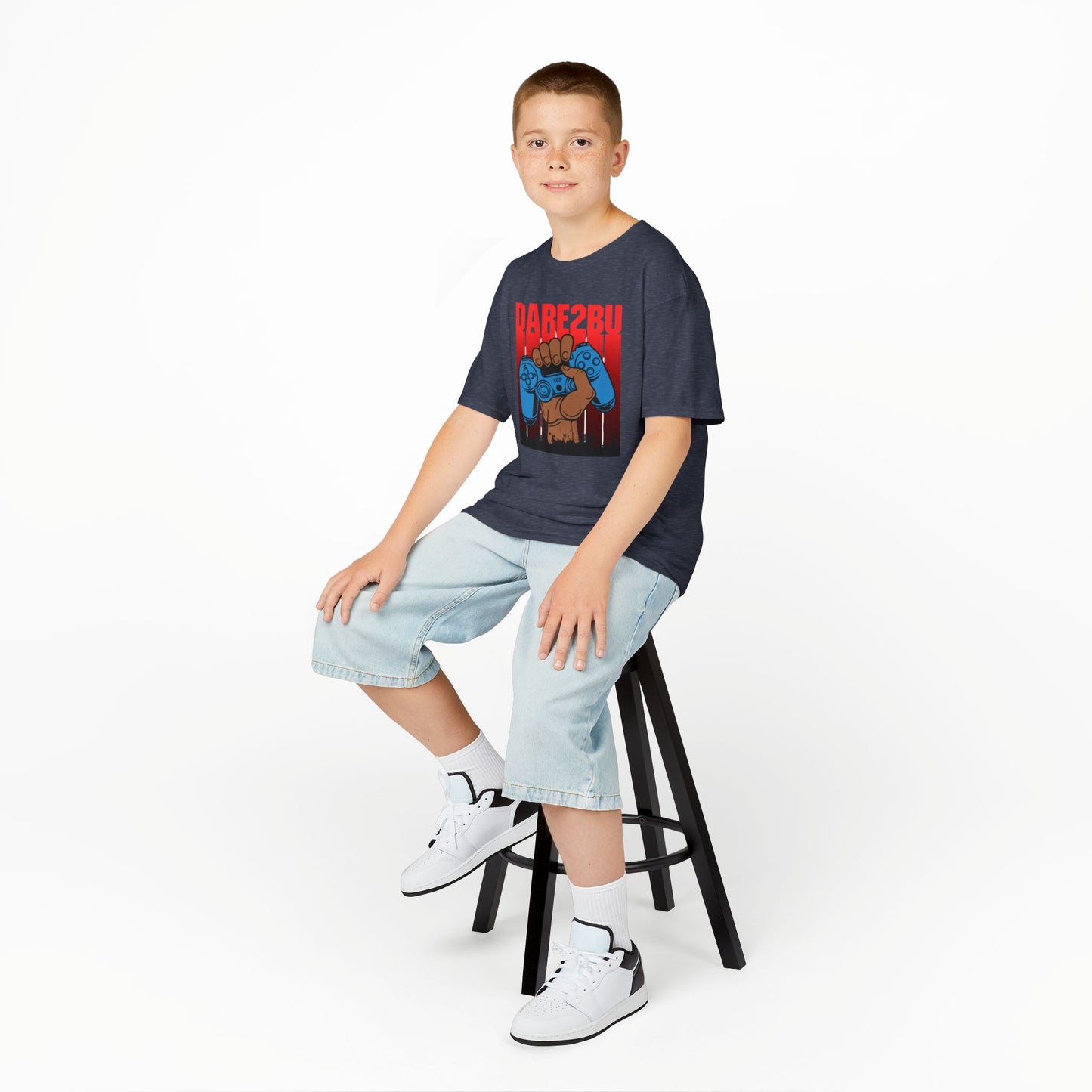 Kids Tee — "Game2Be" Fist with Blue Controllers Graphic
