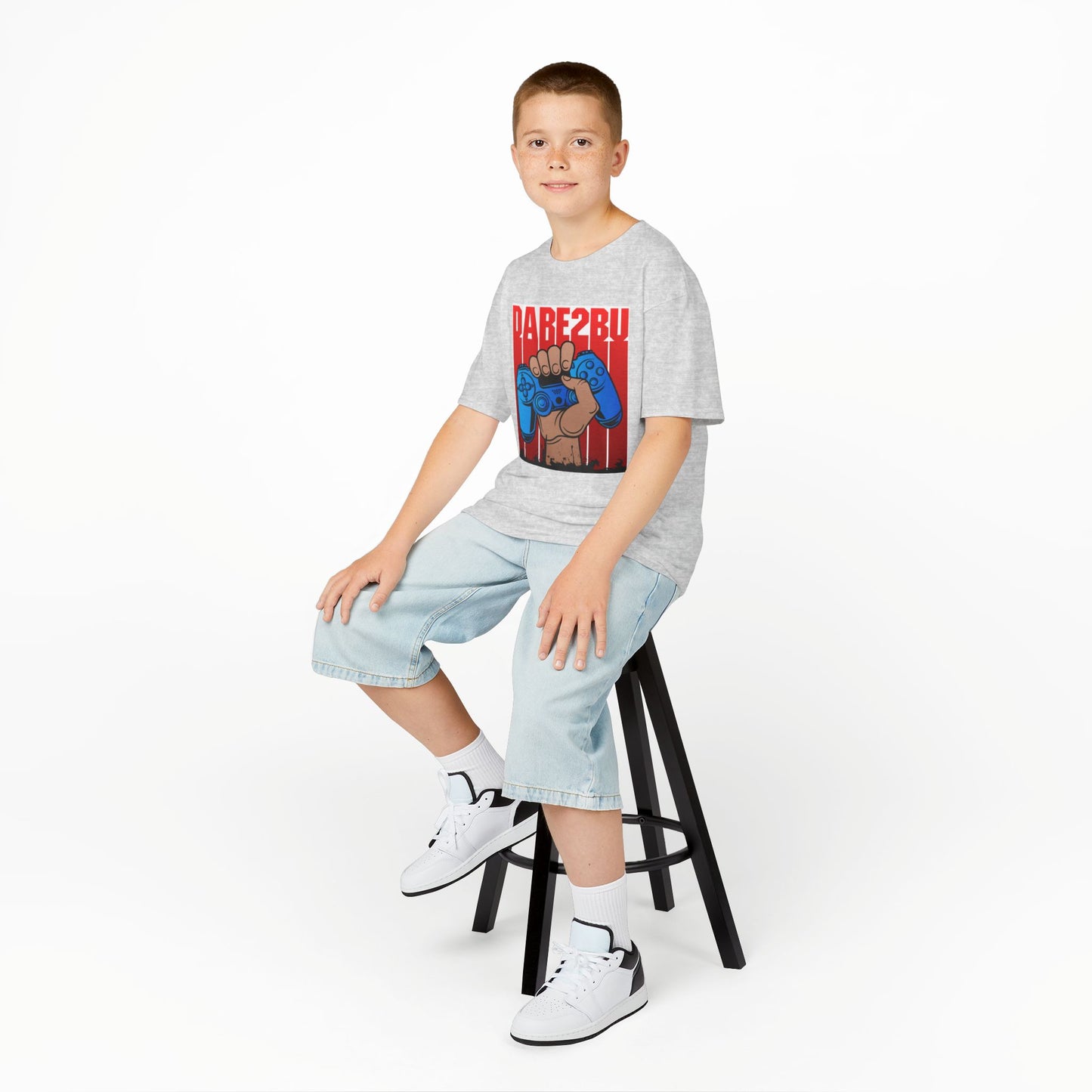 Kids Tee — "Game2Be" Fist with Blue Controllers Graphic