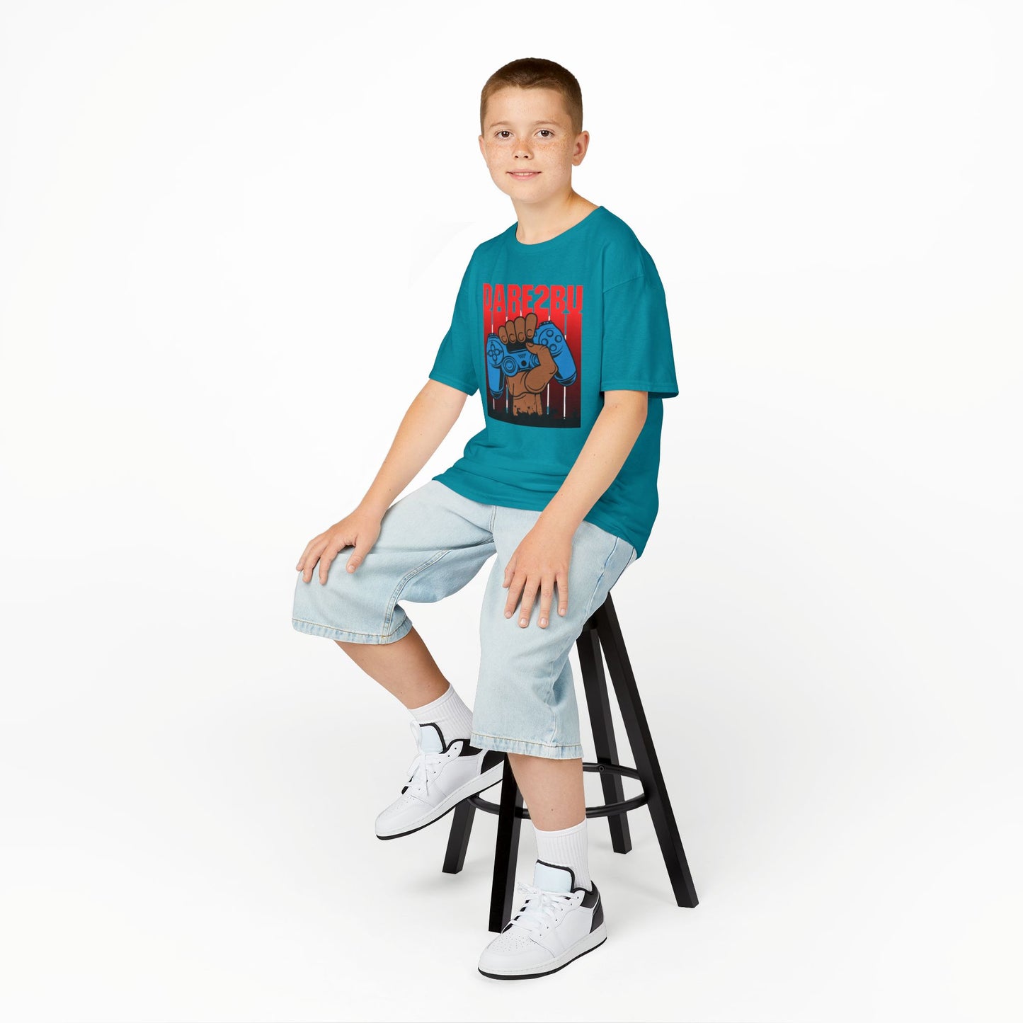 Kids Tee — "Game2Be" Fist with Blue Controllers Graphic