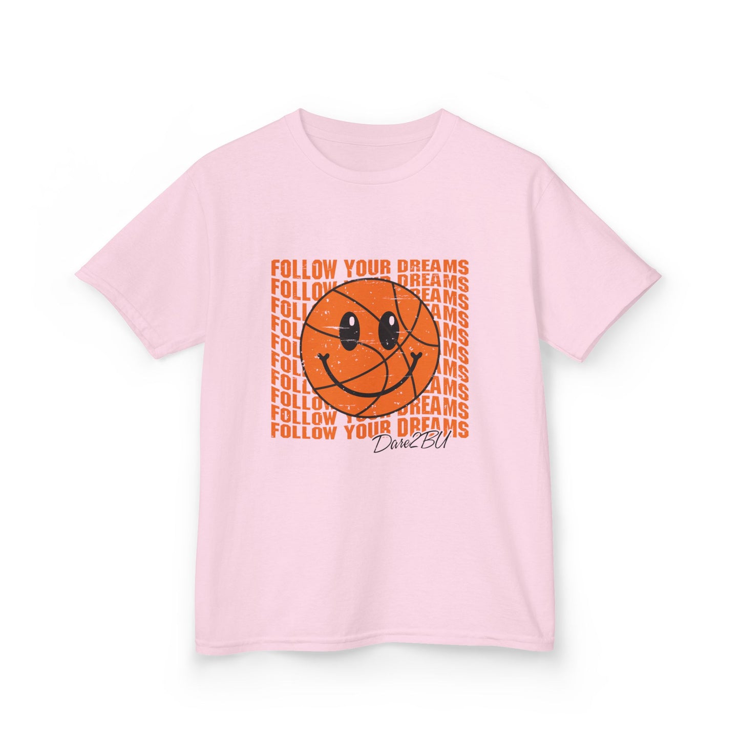 Kids Tee — 'Follow Your Dreams' Smiley Basketball Graphic
