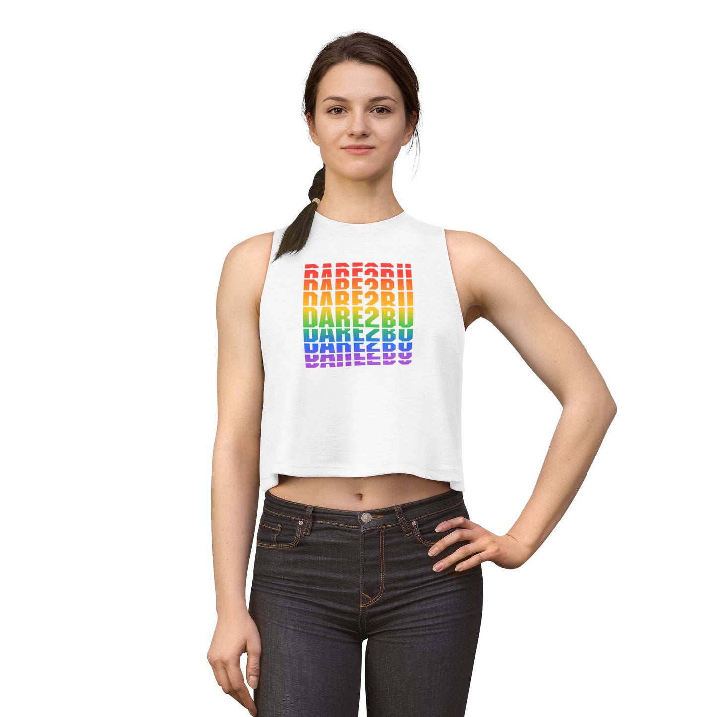 Crop Top — "DARE2BU" Rainbow Pride Graphic Tank