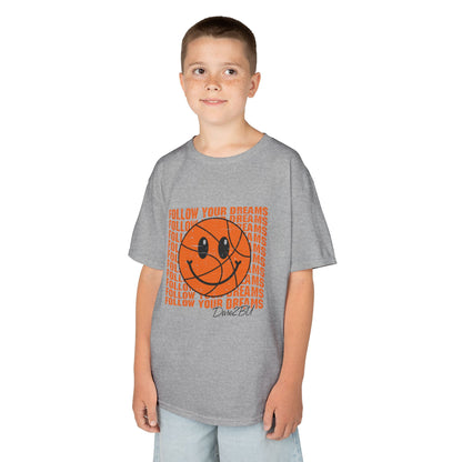 Kids Tee — 'Follow Your Dreams' Smiley Basketball Graphic