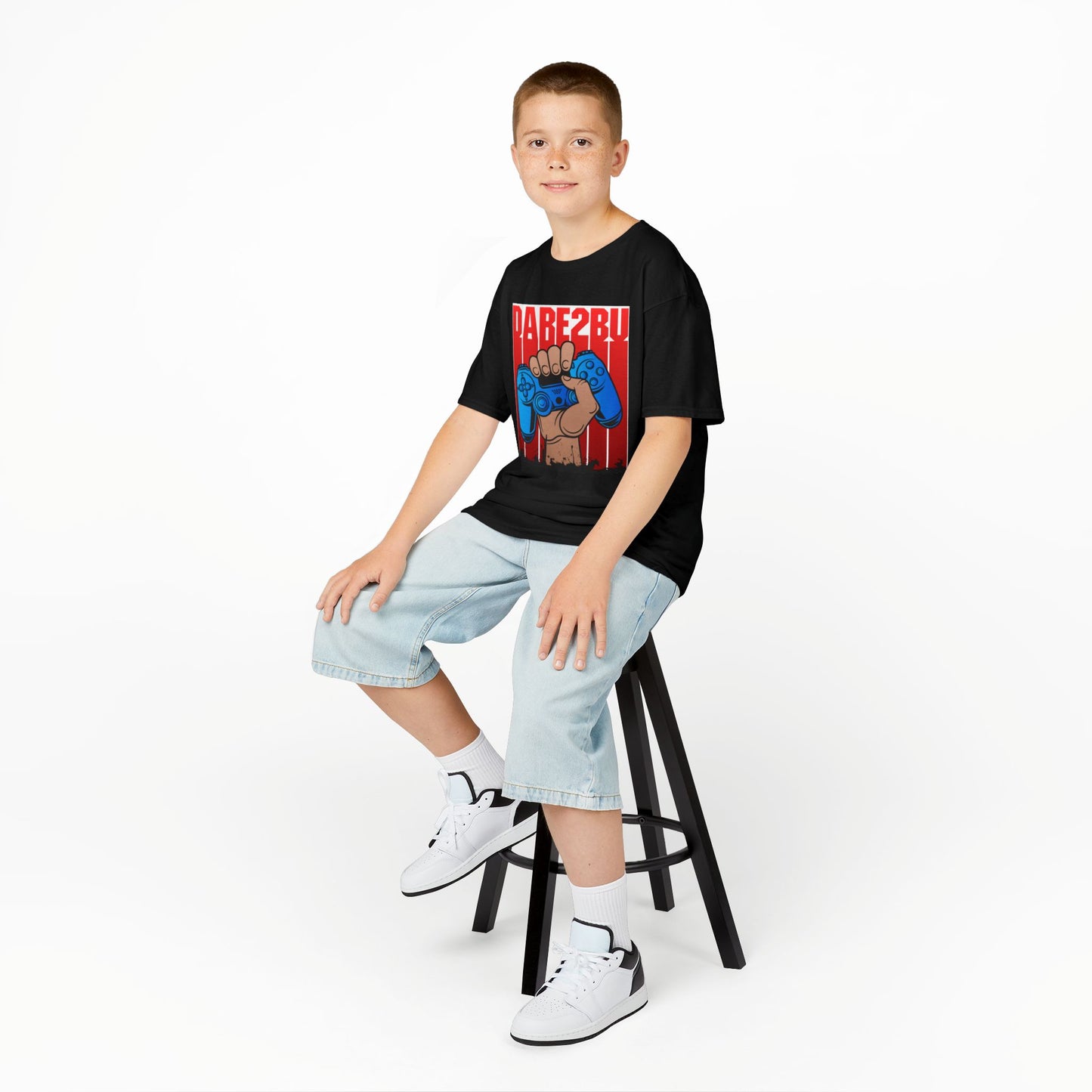 Kids Tee — "Game2Be" Fist with Blue Controllers Graphic