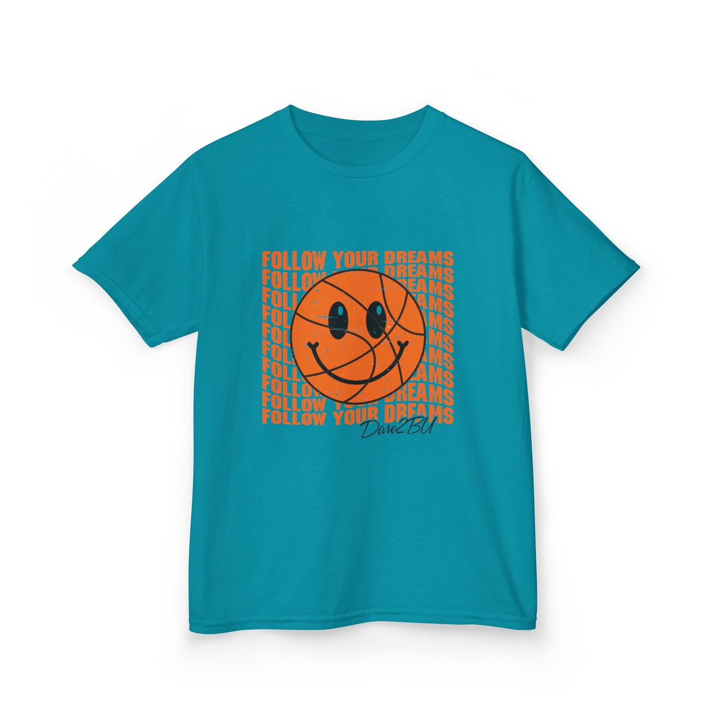 Kids Tee — 'Follow Your Dreams' Smiley Basketball Graphic