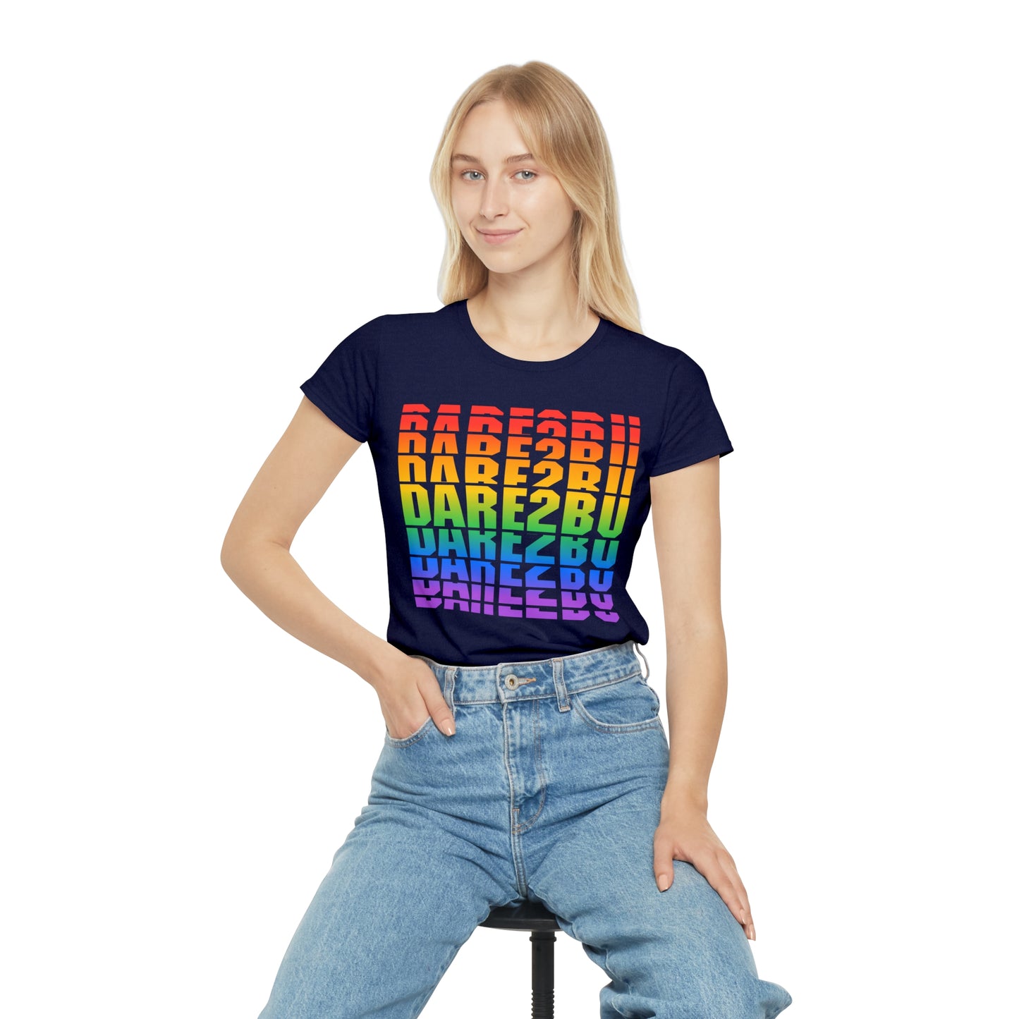Rainbow 'DARE2BU' Women's T-Shirt — Pride Motivational Graphic Tee