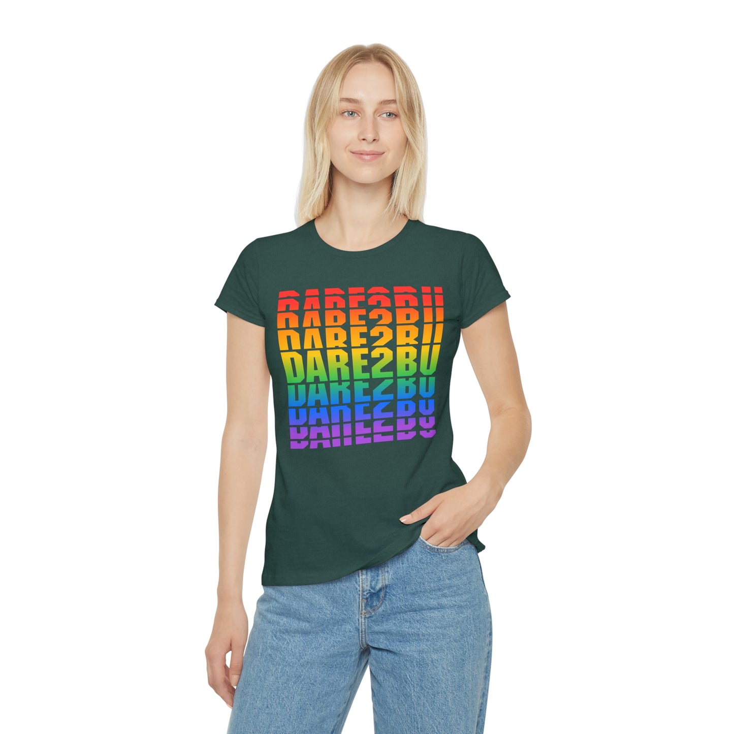 Rainbow 'DARE2BU' Women's T-Shirt — Pride Motivational Graphic Tee