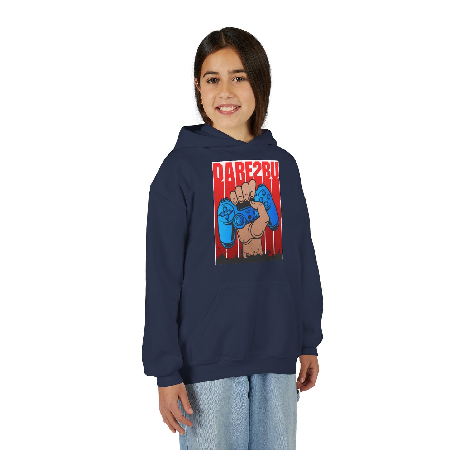 Gaming Fist Youth Hoodie – 'DARE2BU' Controller Graphic Sweatshirt