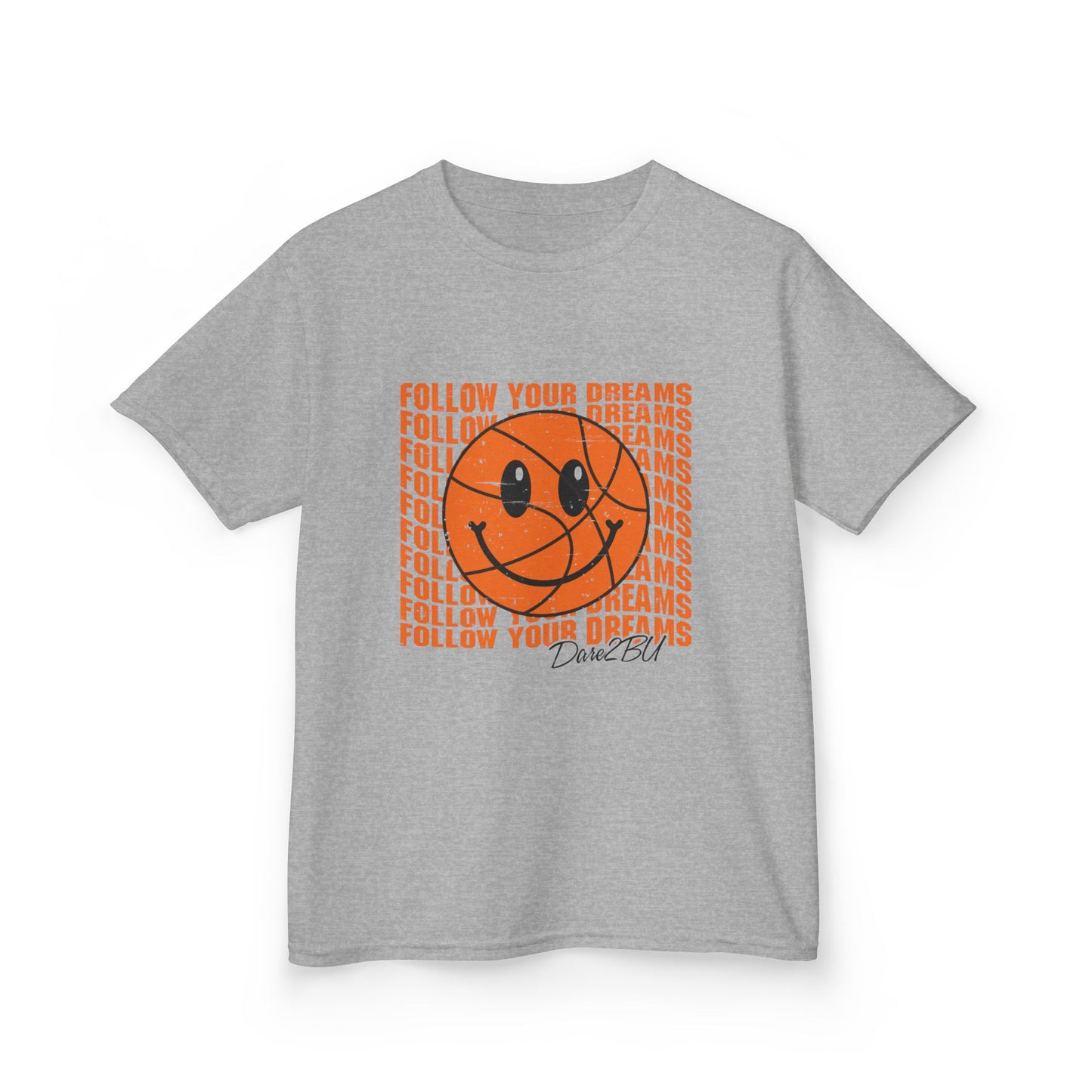 Kids Tee — 'Follow Your Dreams' Smiley Basketball Graphic