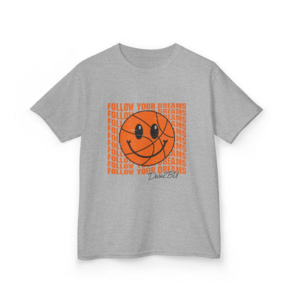 Kids Tee — 'Follow Your Dreams' Smiley Basketball Graphic