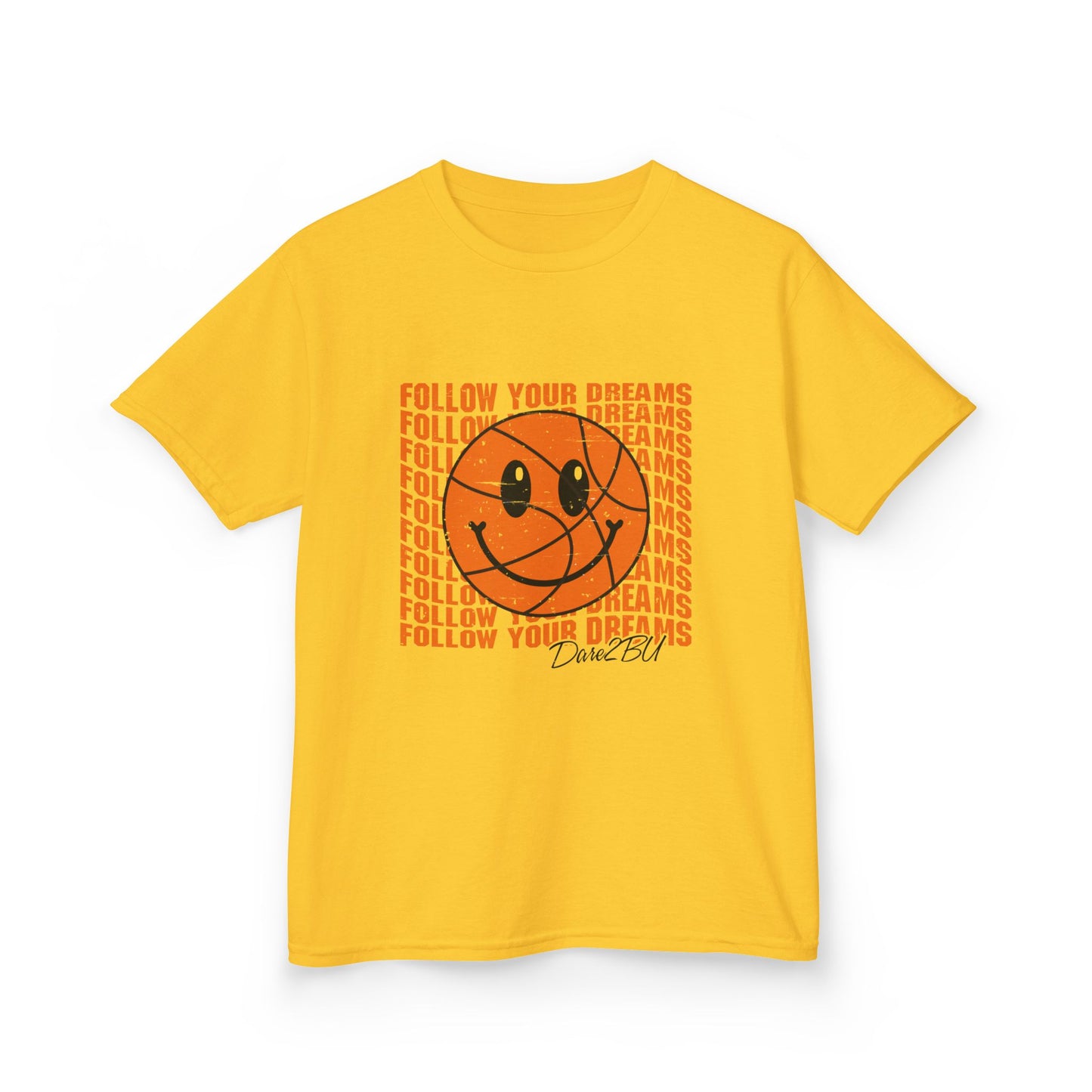 Kids Tee — 'Follow Your Dreams' Smiley Basketball Graphic
