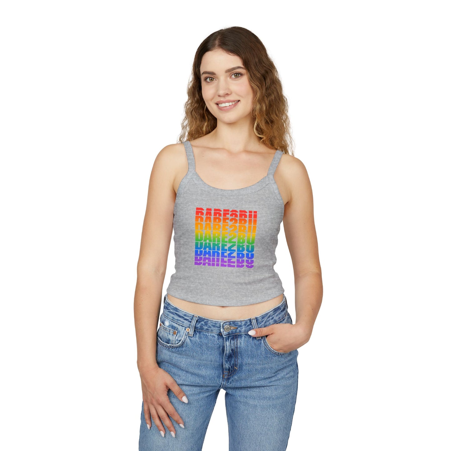 Rainbow Babe Crop Tank Top — Pride Graphic Women's Spaghetti Strap
