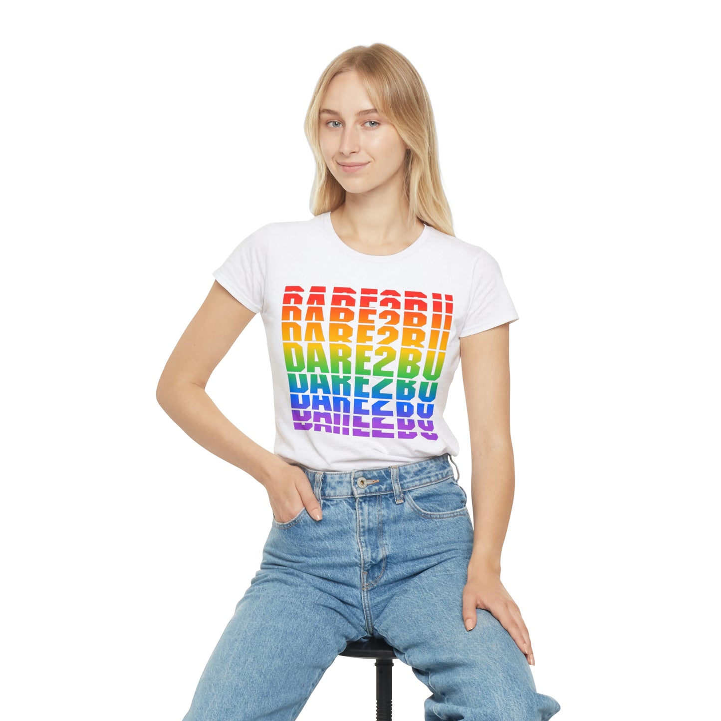 Rainbow 'DARE2BU' Women's T-Shirt — Pride Motivational Graphic Tee