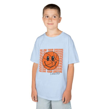 Kids Tee — 'Follow Your Dreams' Smiley Basketball Graphic