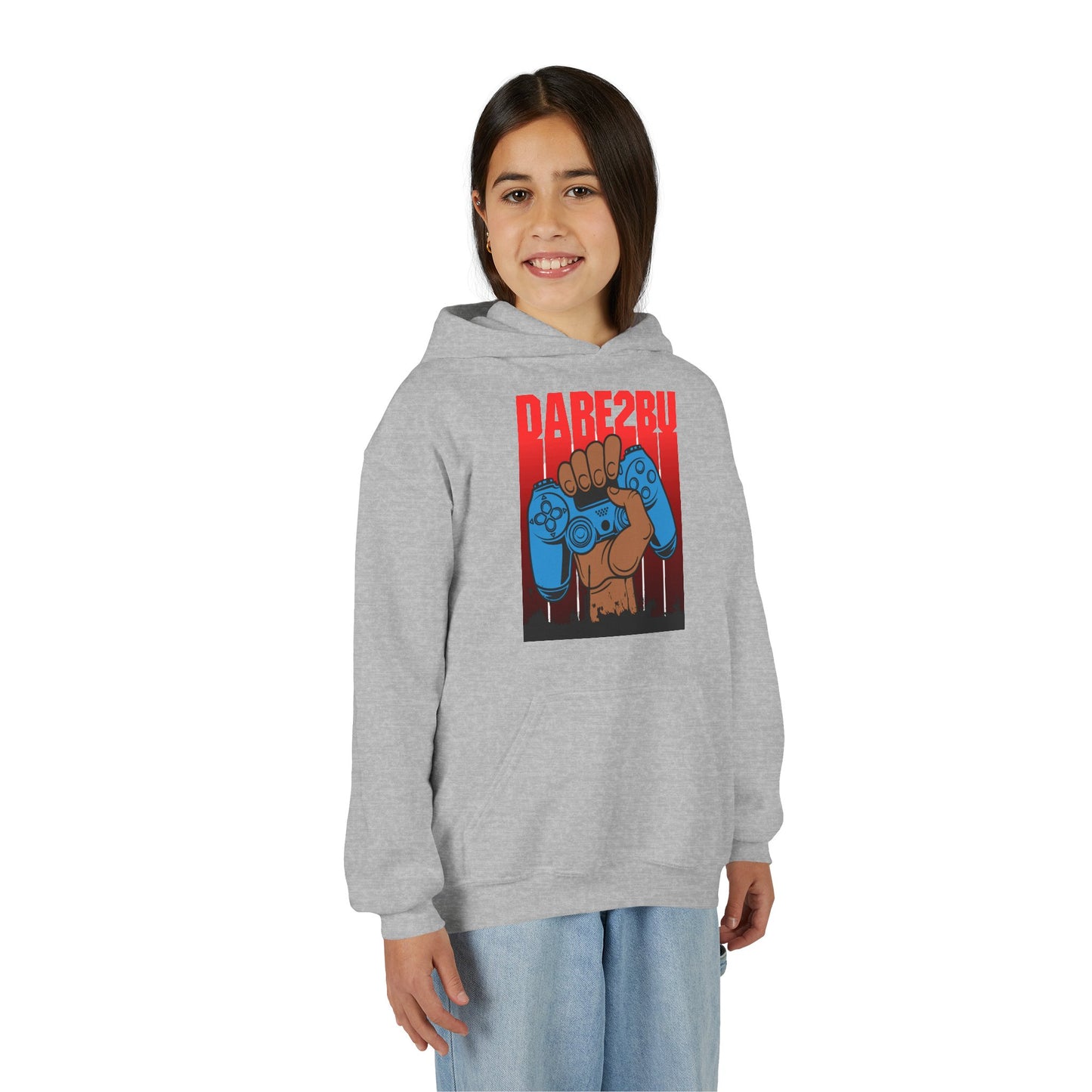 Gaming Fist Youth Hoodie – 'DARE2BU' Controller Graphic Sweatshirt