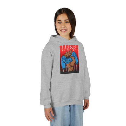 Gaming Fist Youth Hoodie – 'DARE2BU' Controller Graphic Sweatshirt