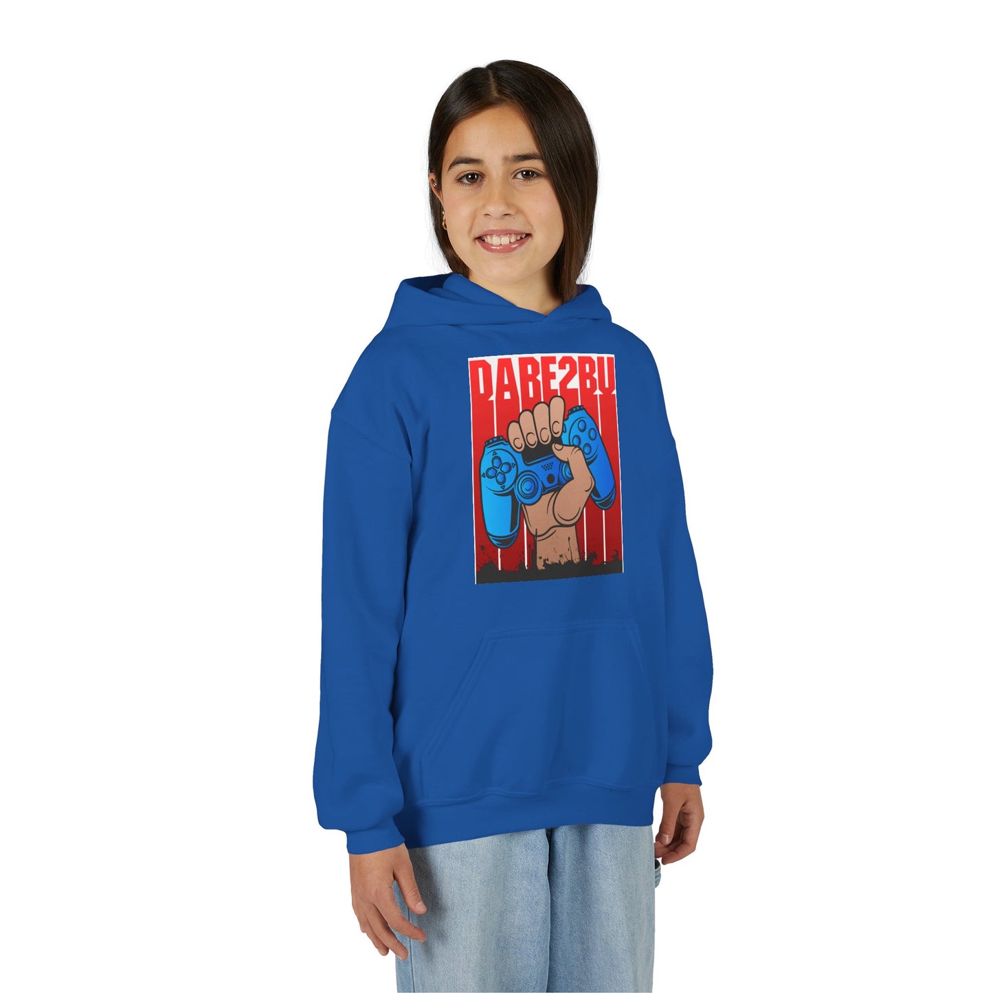 Gaming Fist Youth Hoodie – 'DARE2BU' Controller Graphic Sweatshirt