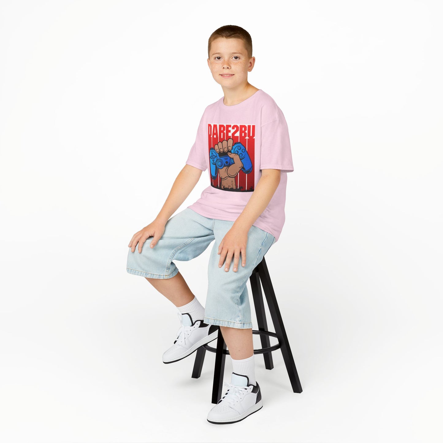 Kids Tee — "Game2Be" Fist with Blue Controllers Graphic