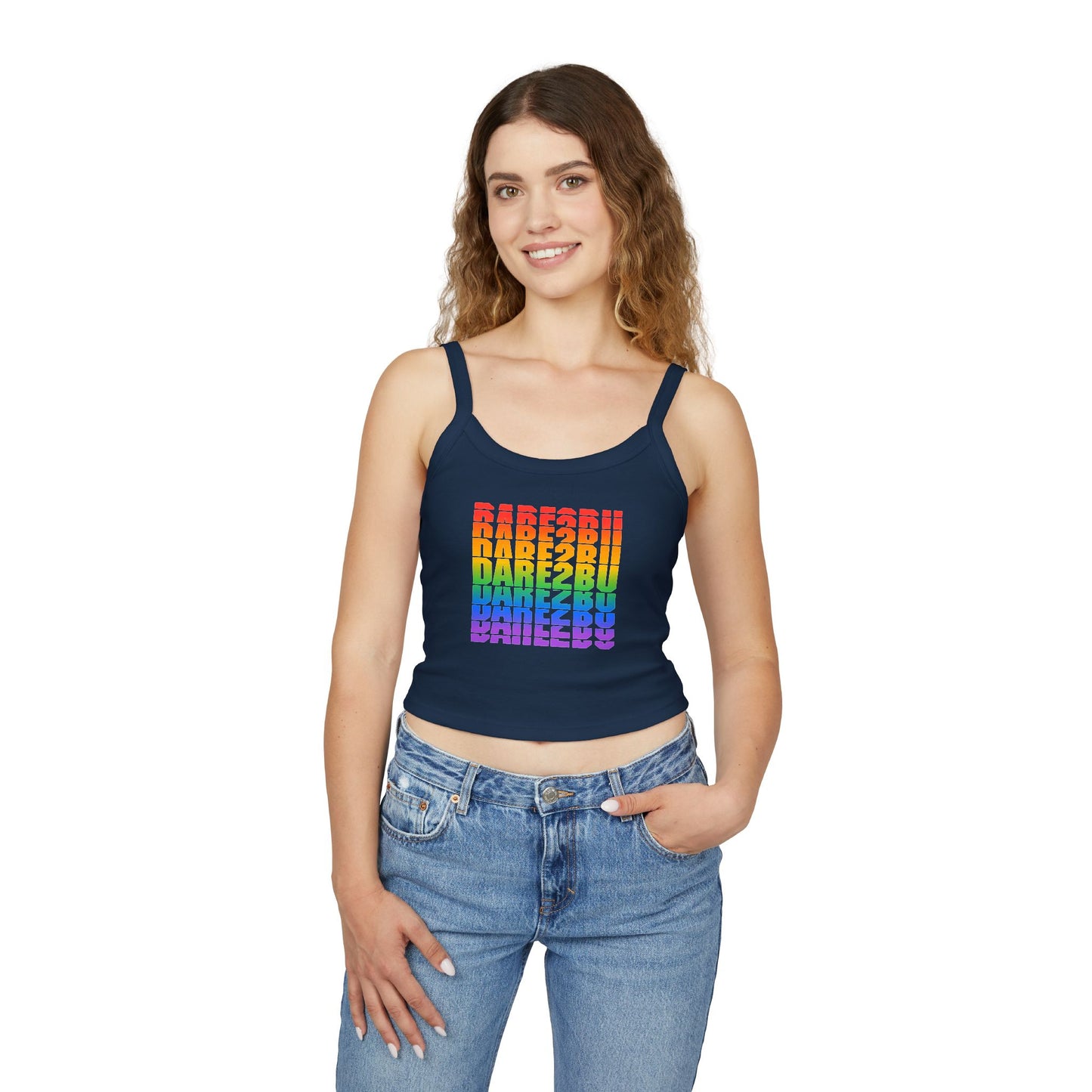 Rainbow Babe Crop Tank Top — Pride Graphic Women's Spaghetti Strap