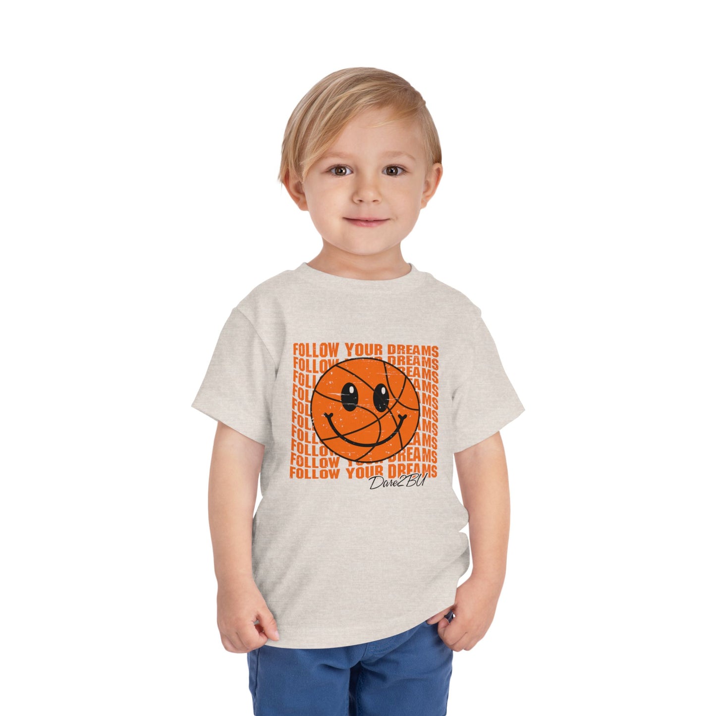 Toddler Tee — 'Follow Your Dreams' Smiley Basketball Graphic