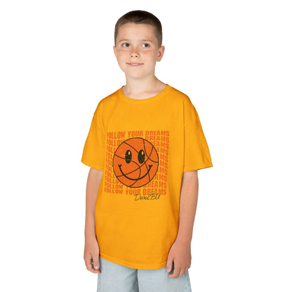 Kids Tee — 'Follow Your Dreams' Smiley Basketball Graphic