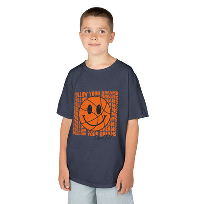 Kids Tee — 'Follow Your Dreams' Smiley Basketball Graphic