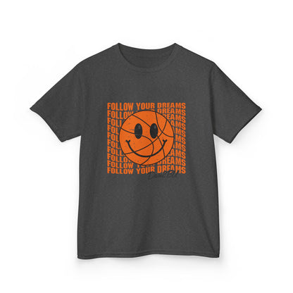 Kids Tee — 'Follow Your Dreams' Smiley Basketball Graphic