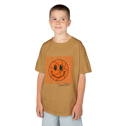 Kids Tee — 'Follow Your Dreams' Smiley Basketball Graphic
