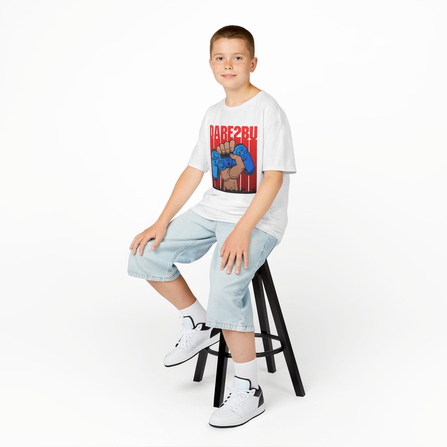 Kids Tee — "Game2Be" Fist with Blue Controllers Graphic