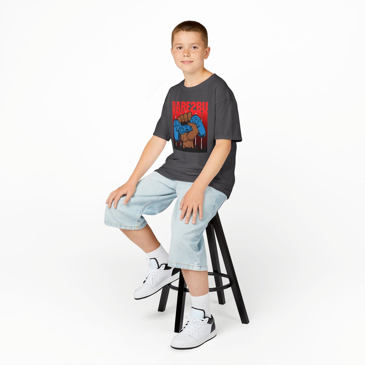 Kids Tee — "Game2Be" Fist with Blue Controllers Graphic