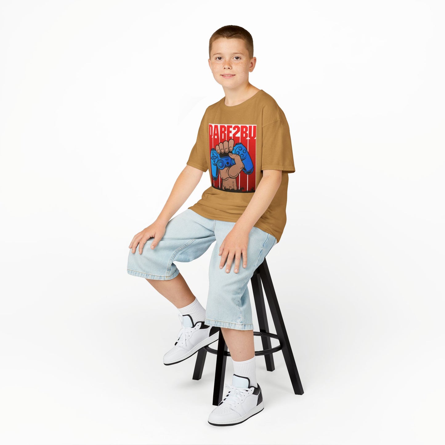 Kids Tee — "Game2Be" Fist with Blue Controllers Graphic