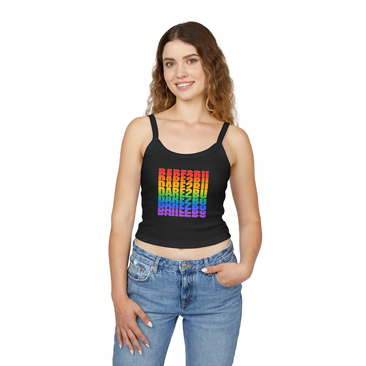 Rainbow Babe Crop Tank Top — Pride Graphic Women's Spaghetti Strap