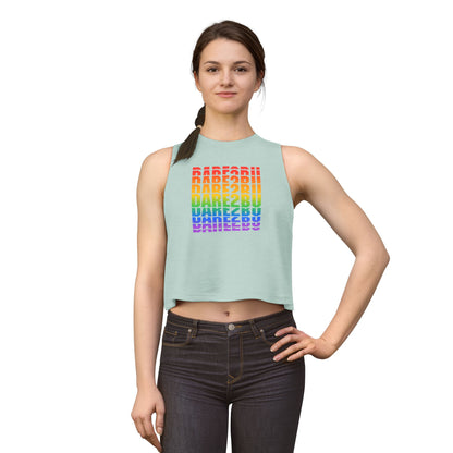 Crop Top — "DARE2BU" Rainbow Pride Graphic Tank