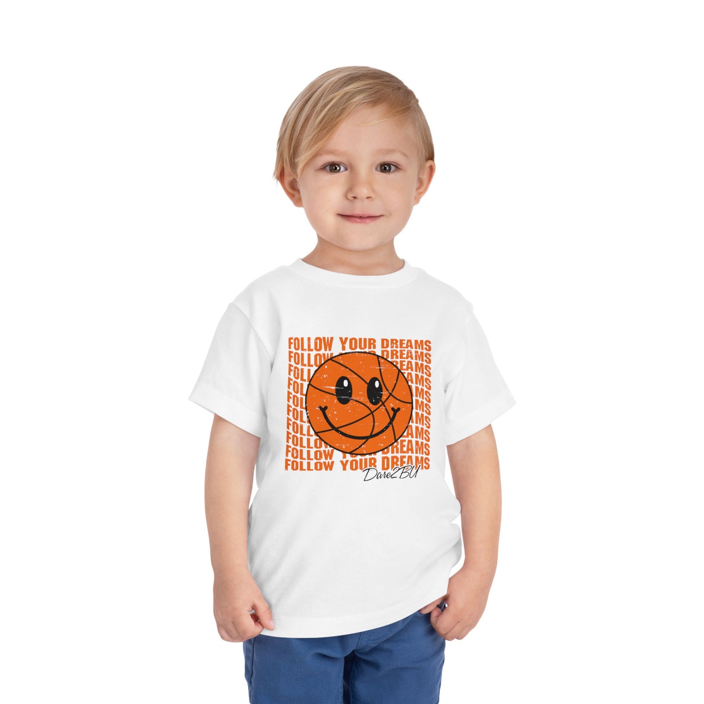 Toddler Tee — 'Follow Your Dreams' Smiley Basketball Graphic