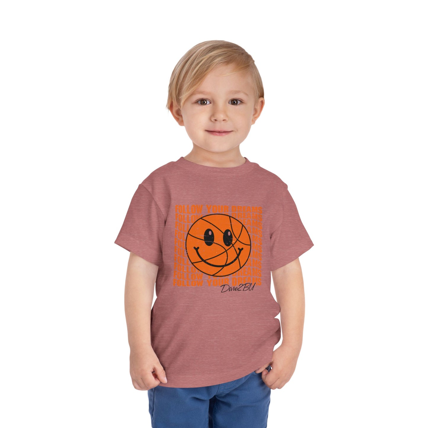 Toddler Tee — 'Follow Your Dreams' Smiley Basketball Graphic