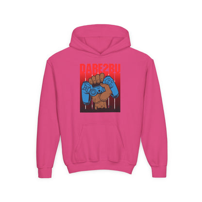 Gaming Fist Youth Hoodie – 'DARE2BU' Controller Graphic Sweatshirt