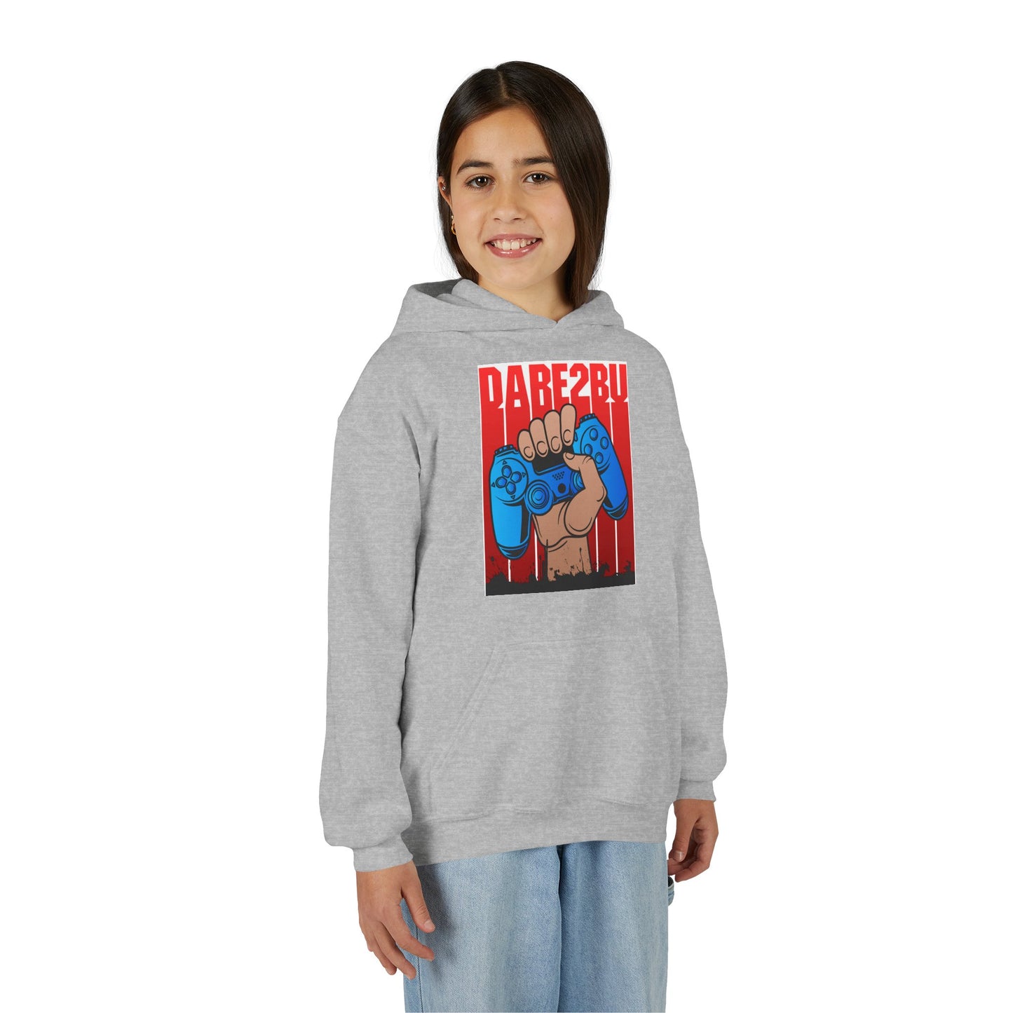 Gaming Fist Youth Hoodie – 'DARE2BU' Controller Graphic Sweatshirt
