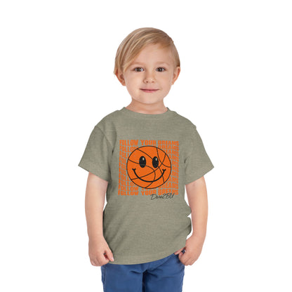 Toddler Tee — 'Follow Your Dreams' Smiley Basketball Graphic