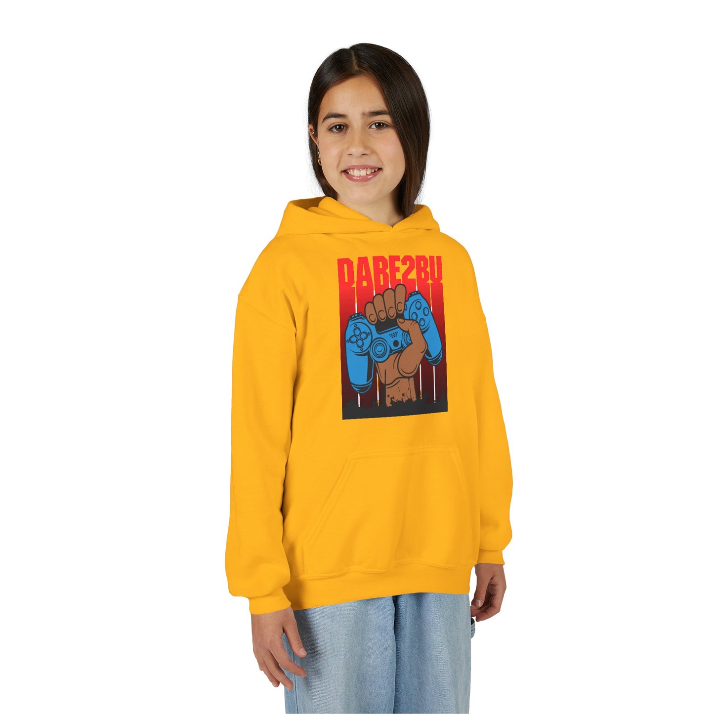 Gaming Fist Youth Hoodie – 'DARE2BU' Controller Graphic Sweatshirt