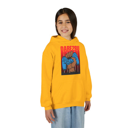 Gaming Fist Youth Hoodie – 'DARE2BU' Controller Graphic Sweatshirt