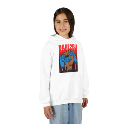 Gaming Fist Youth Hoodie – 'DARE2BU' Controller Graphic Sweatshirt