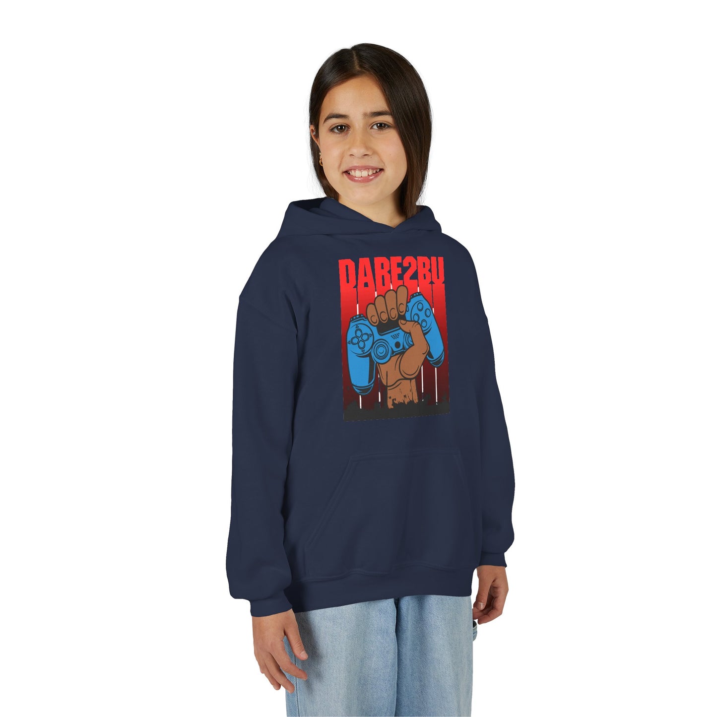 Gaming Fist Youth Hoodie – 'DARE2BU' Controller Graphic Sweatshirt