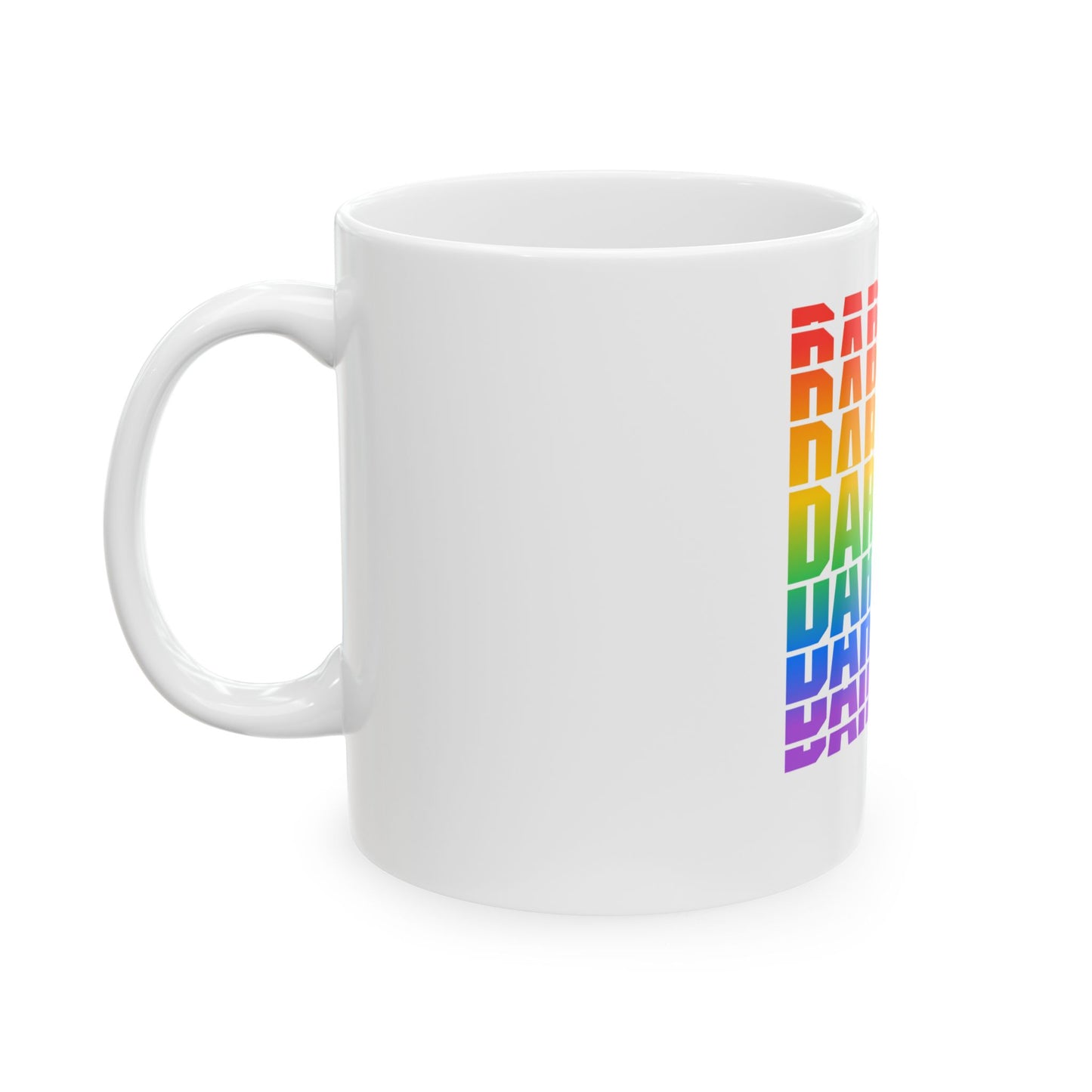Rainbow 'DARE2BU' Ceramic Mug — Pride-Inspired Bold Typography Coffee Cup