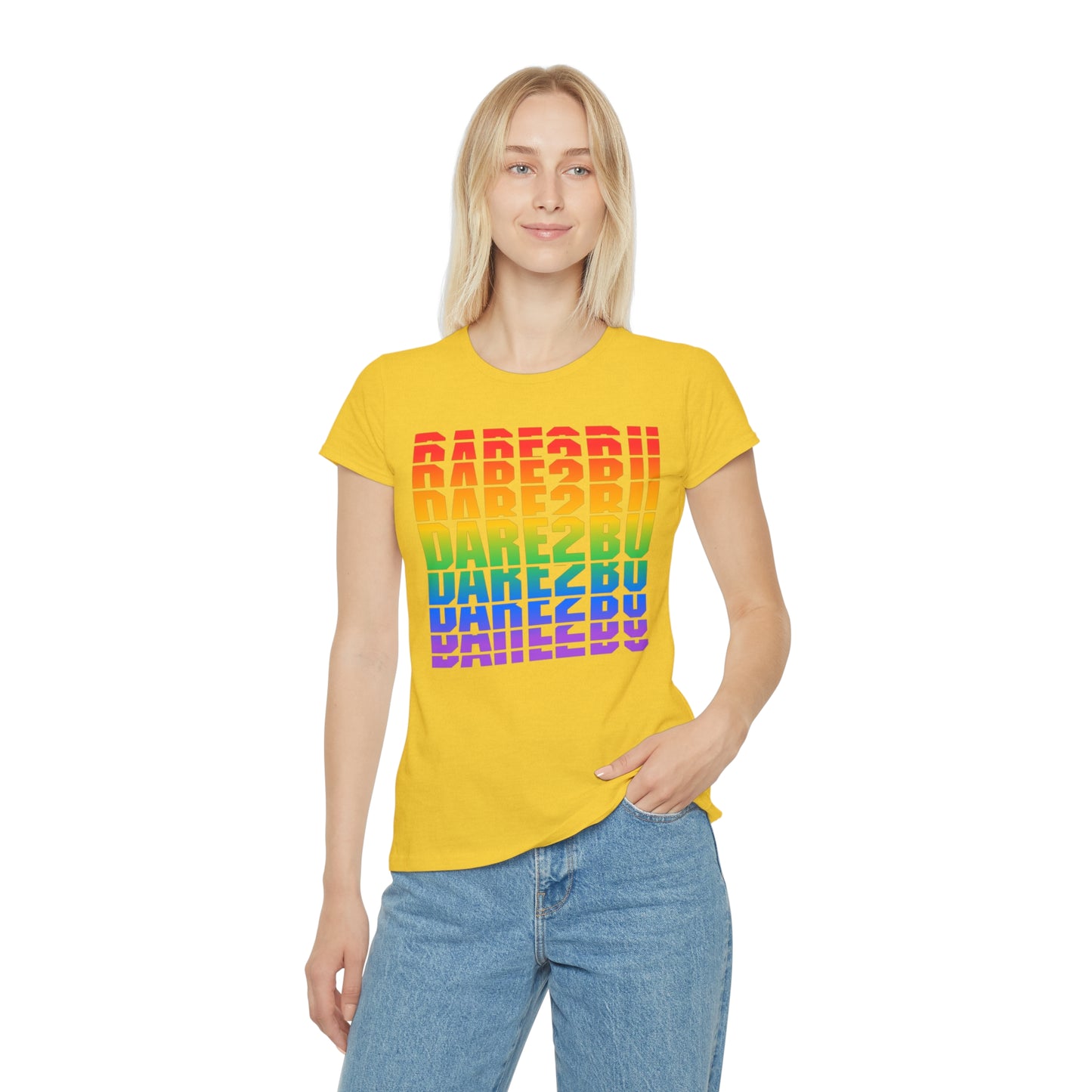 Rainbow 'DARE2BU' Women's T-Shirt — Pride Motivational Graphic Tee