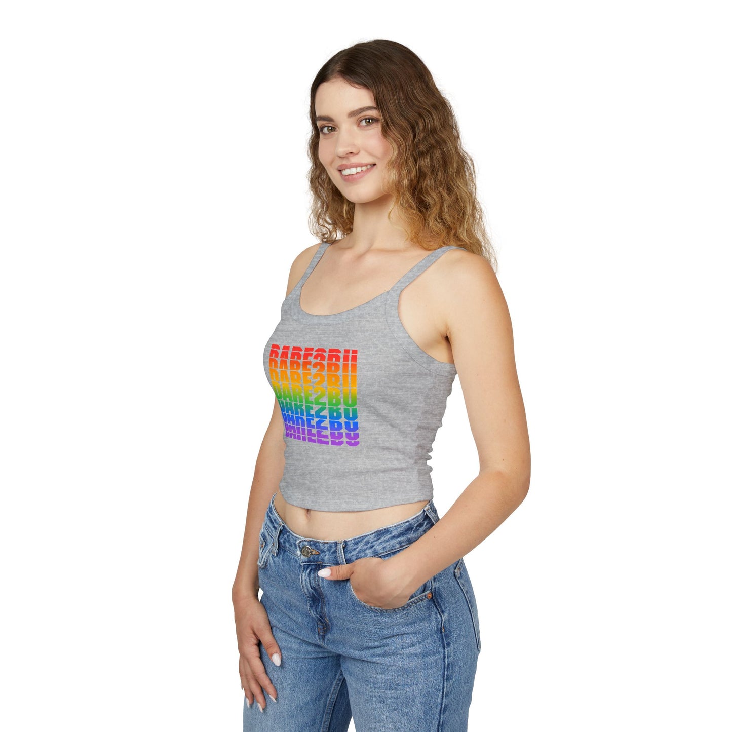 Rainbow Babe Crop Tank Top — Pride Graphic Women's Spaghetti Strap