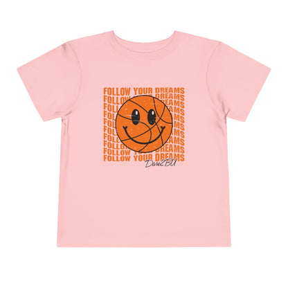 Toddler Tee — 'Follow Your Dreams' Smiley Basketball Graphic