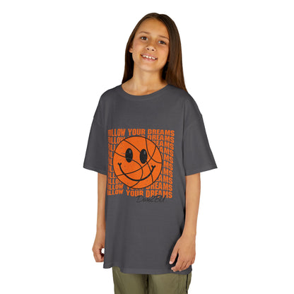 Kids Tee — 'Follow Your Dreams' Smiley Basketball Graphic