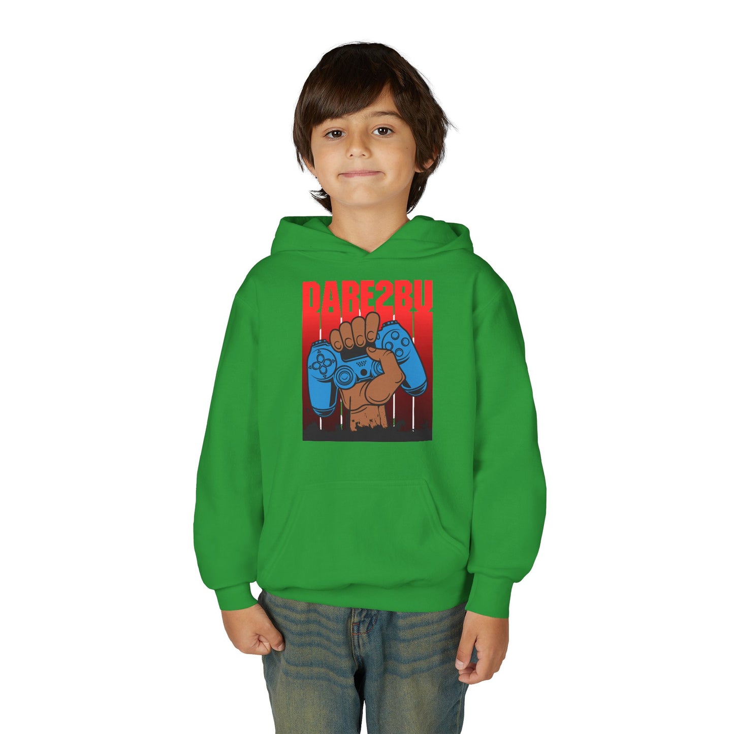 Gaming Fist Youth Hoodie – 'DARE2BU' Controller Graphic Sweatshirt