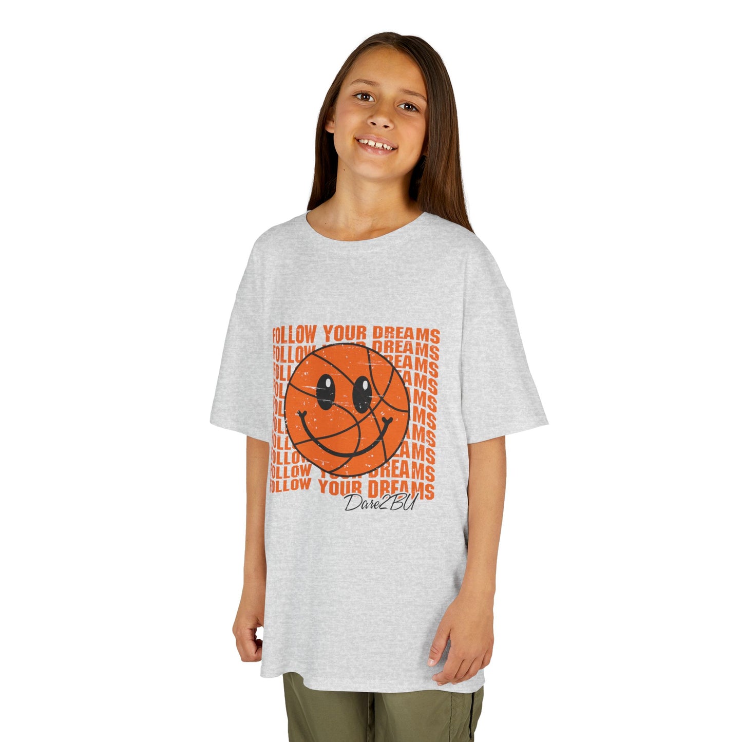 Kids Tee — 'Follow Your Dreams' Smiley Basketball Graphic